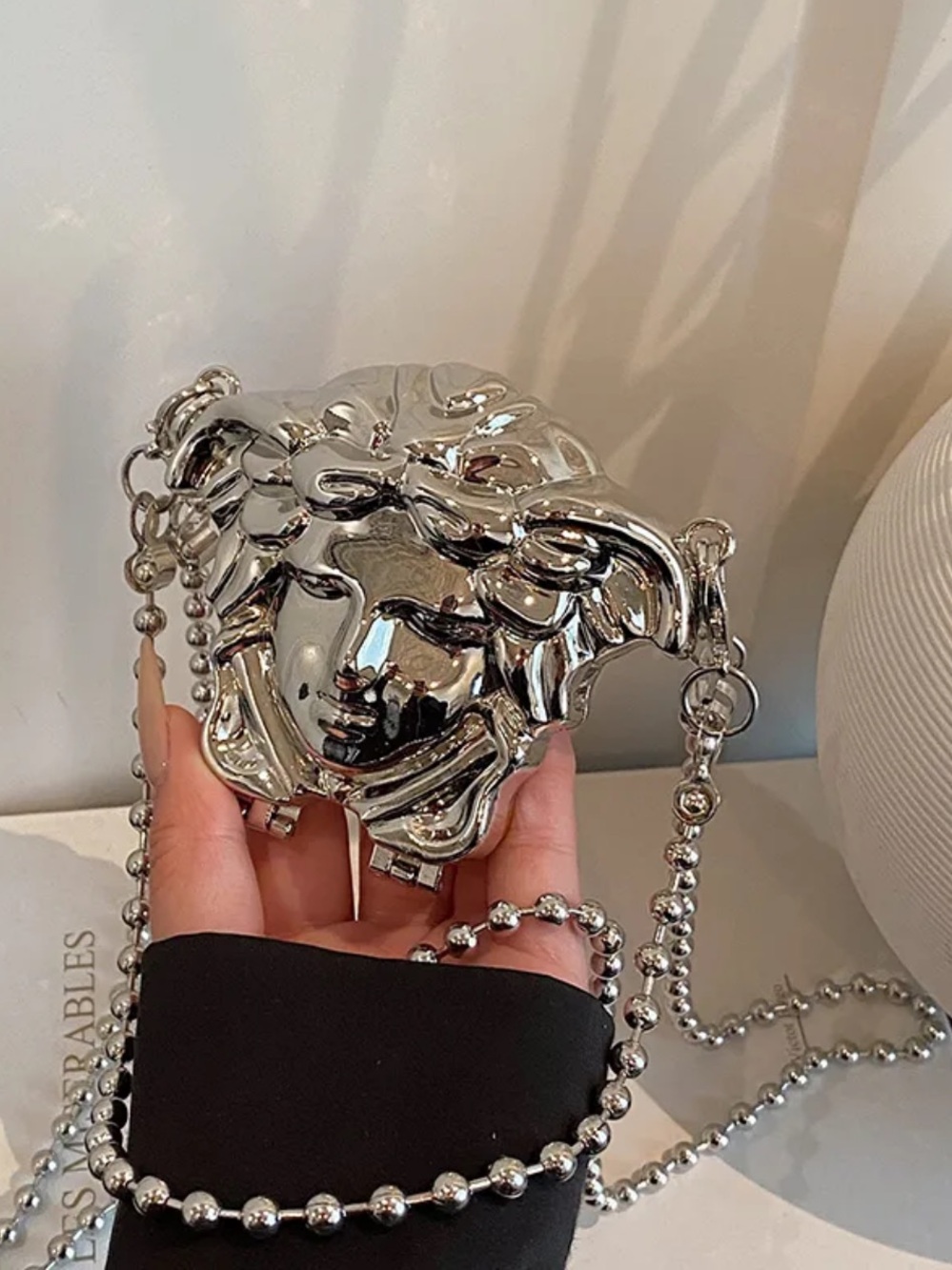 Silver Medusa Head Crossbody Bag